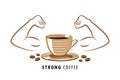 Strong coffee with muscular arms