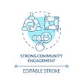 Strong community engagement turquoise concept icon