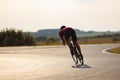 Strong cyclist spending morning time for road biking