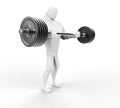 Strong 3D Character Weightlifting - side view Royalty Free Stock Photo