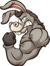 Strong donkey mascot flexing it`s arm.