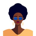 Strong fashion African American black woman portrait ethnic hairstyle avatar vector flat