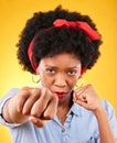 Strong, fist and boxing with portrait of black woman in studio for power, motivation and energy. Empowerment, pride and