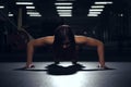 Strong fitness girl doing push up exercise Royalty Free Stock Photo
