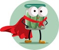Jar of Pickles Wearing Superhero Cape Vector Mascot Cartoon Illustration Royalty Free Stock Photo