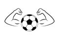 Strong football soccer with muscular arms