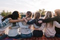 Strong friendship. Happy pastime outside Royalty Free Stock Photo