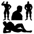 Strong giant silhouette set isolated on white