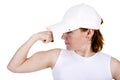 The strong girl in a cap Royalty Free Stock Photo