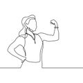 Strong girl continuous one line drawing Royalty Free Stock Photo