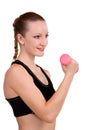 Strong girl lifting barbells Royalty Free Stock Photo