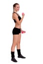 Strong girl lifting barbells Royalty Free Stock Photo