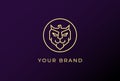 Strong Golden Tiger Lion Head Face with Eagle Hawk Falcon Logo Design Vector Royalty Free Stock Photo