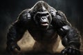 Strong gorilla on a dark background