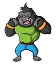 a strong gorilla getting angry and ready to fight Royalty Free Stock Photo