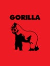 Strong Gorilla logo vector.Vector design.Isolated on red background Royalty Free Stock Photo