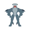 Strong Hammerhead shark. Fish hammer Strongman. Powerful marine predator