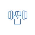 Strong hand with dumbbell line icon concept. Strong hand with dumbbell flat  vector symbol, sign, outline illustration. Royalty Free Stock Photo