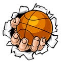 Basketball Ball Hand Tearing Background Royalty Free Stock Photo