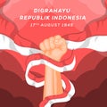 strong hand holding indonesian flag. 17 august indonesia independence day Royalty Free Stock Photo