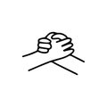 Strong handshake with grip. Vector doodle icon