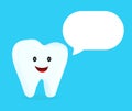 Strong happy healthy white tooth talking