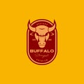 strong head horned buffalo livestock farm cattle meat isolated badge vintage logo design vector icon illustration Royalty Free Stock Photo