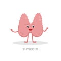 Strong healthy thyroid gland cartoon character isolated on white background. Happy thyroid icon vector flat design