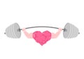 Strong heart and barbell. Fitness love isolated Royalty Free Stock Photo