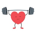 Strong heart with a barbell. Vector illustration.