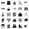 Strong house icons set, simple style