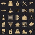 Strong house icons set, simple style