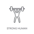 strong human linear icon. Modern outline strong human logo conce