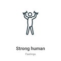 Strong human outline vector icon. Thin line black strong human icon, flat vector simple element illustration from editable