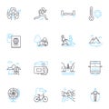 Strong immunity linear icons set. Resilience, Defense, Vitality, Robustness, Endurance, Protection, Power line vector