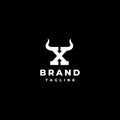 Strong Initial Letter X with Horns Logo Design Royalty Free Stock Photo