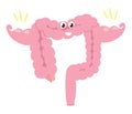 Strong intestines on a white background. Cartoon.