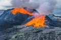 Strong lava flow from a volcanic crater Royalty Free Stock Photo