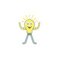 strong light bulb cartoon mascot icon vector illustration design template