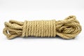 Strong linen rope wrapped isolated on white background Royalty Free Stock Photo