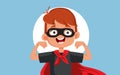 Strong Little Superhero Boy Vector Cartoon Character