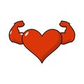 Strong love athlete. Powerful heart of athlete. Big Hands bodybuilding. Royalty Free Stock Photo