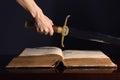 Young Athletic Man with His Bible and Sword Royalty Free Stock Photo