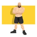 Strong man athletes, Bodybuilder standing isolated on white background. Muscleman character design.