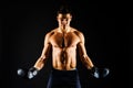 Strong man with black boxing gloves Royalty Free Stock Photo