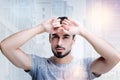 Handsome young man looking strong after visiting the gym Royalty Free Stock Photo