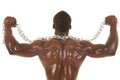Strong man with chain back flex Royalty Free Stock Photo