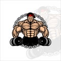 STRONG MAN FITNES WITH DUMBLE VECTOR DESIGN