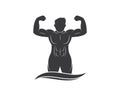strong man icon of Bodybuilder fitness gym logo badge vector illustration Royalty Free Stock Photo