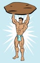 Strong man lifting rock